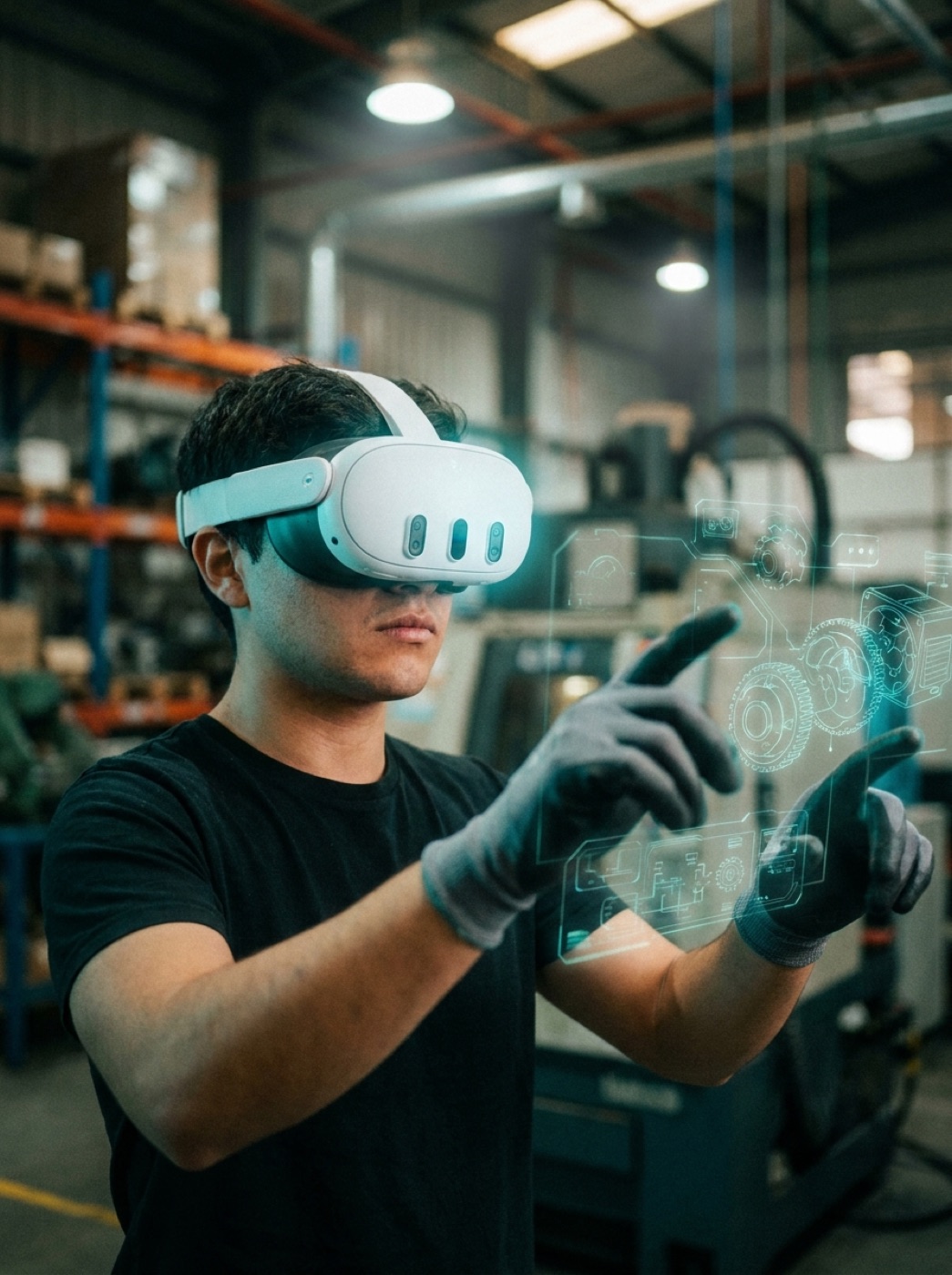 Estudiante practicando en realidad virtual