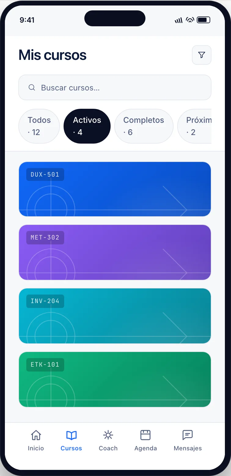 App móvil — Mis cursos